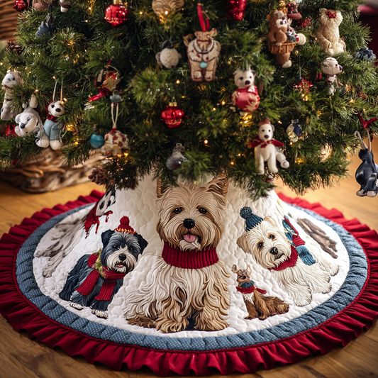 Cheerful West Highland Terrier Christmas Quilted Tree Skirt NCU0DK10829