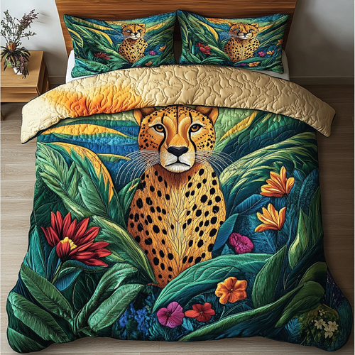 Cheetah Stride 3-Piece Quilted Bedding Set NCU0DK4063