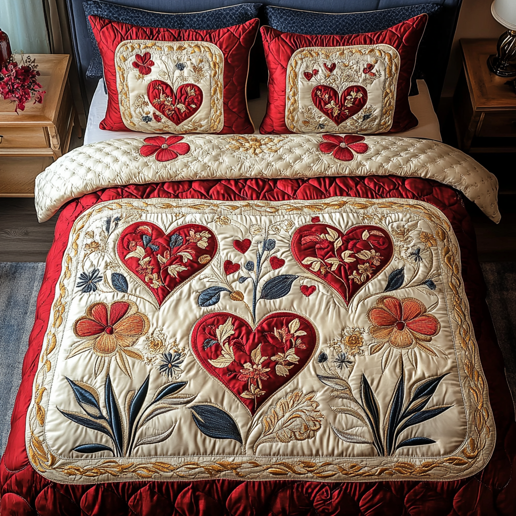 Cherished Dreams 3-Piece Quilted Bedding Set NCU0VH2348