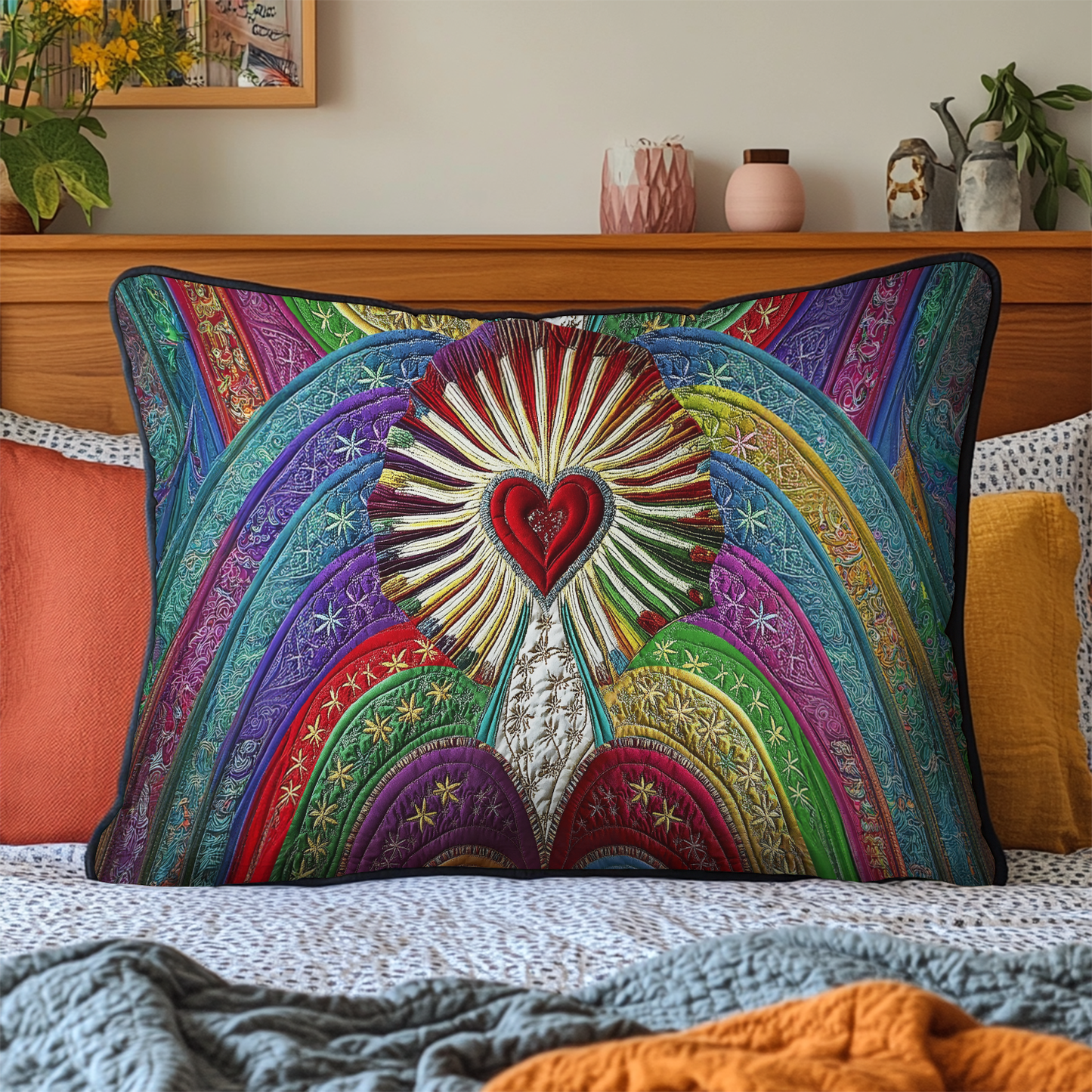 Cherished Heart Quilted Bedding Pillow Case NCU0DK4437