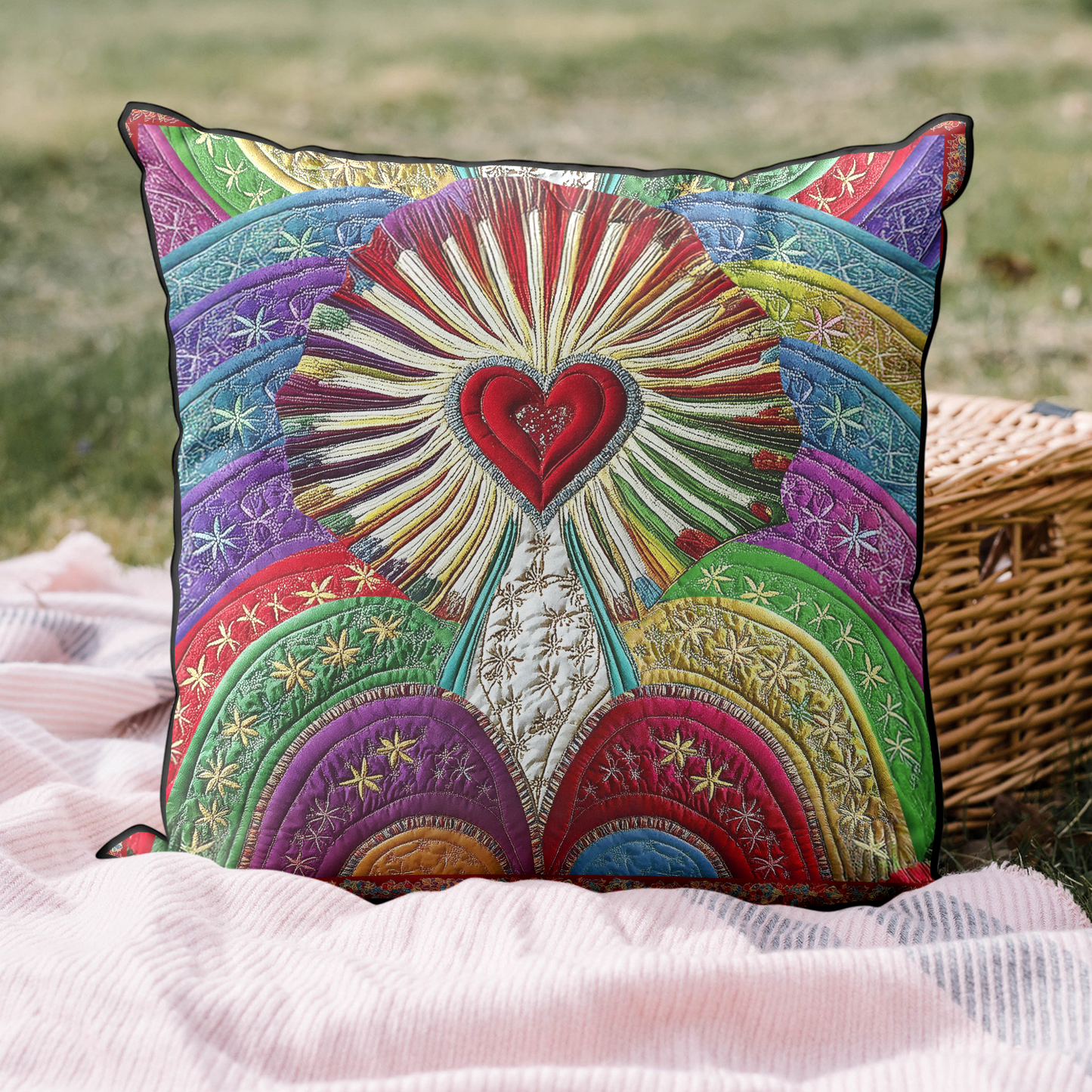 Cherished Heart Quilted Pillow Case NCU0DK4436