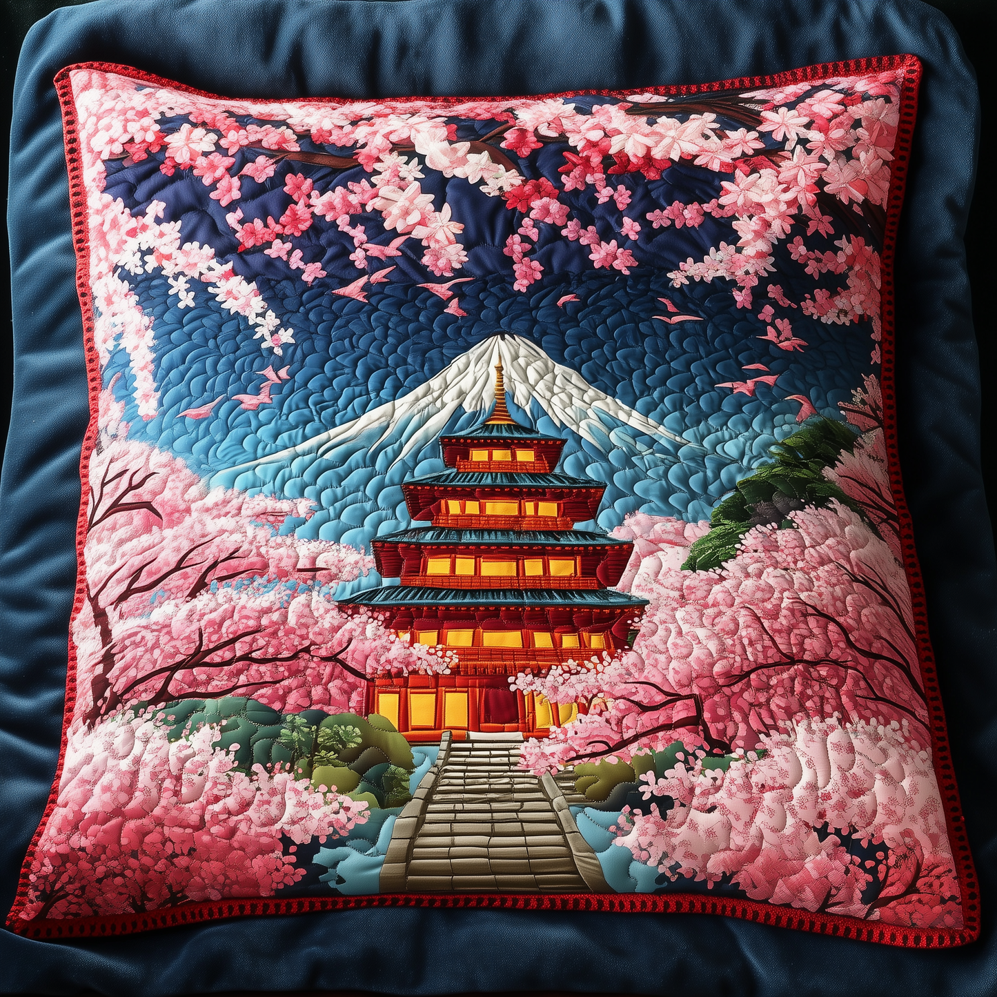 Cherry Blooms Path Quilted Pillow Case NCU0NT6893