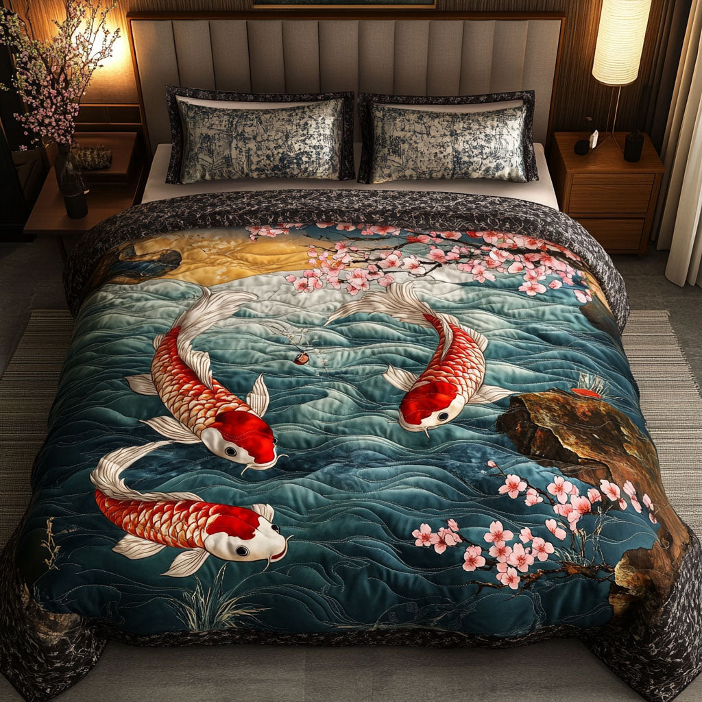 Cherry Blossom Dance 3-Piece Quilted Bedding Set NCU0NT6379