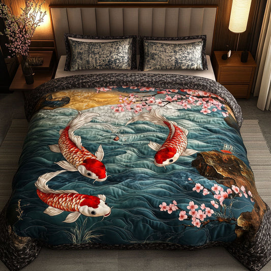 Cherry Blossom Dance 3-Piece Quilted Bedding Set NCU0NT6379