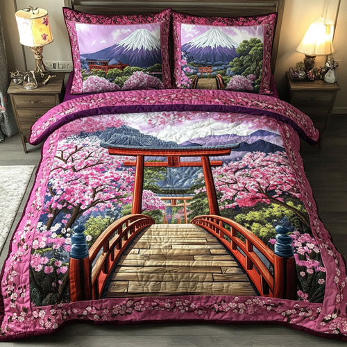 Cherry Blossom Peak 3-Piece Quilted Bedding Set NCU0PT6690