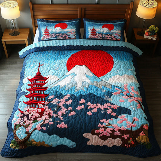 Cherry Blossom Shrine 3-Piece Quilted Bedding Set NCU0NT6565