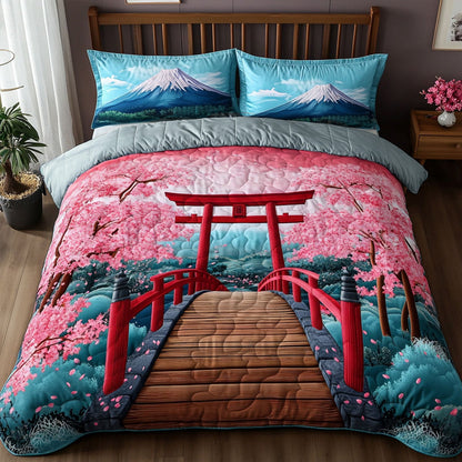 Cherry Blossom Vista 3-Piece Quilted Bedding Set NCU0PT6691