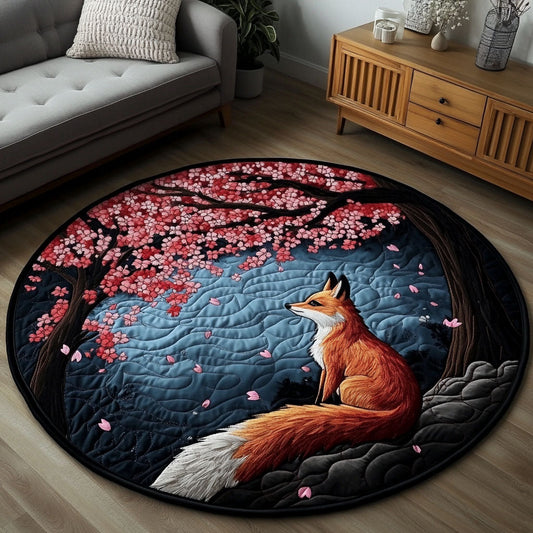 Cherry Fox Bloom Quilted Round Mat NCU0NT6823