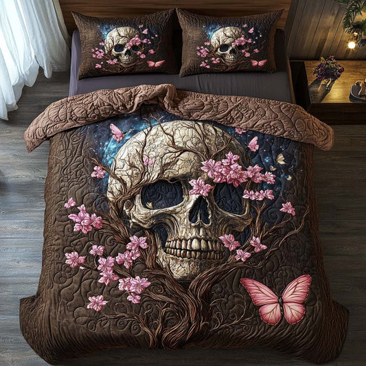 Cherry Skull Spirit 3-Piece Quilted Bedding Set NCU0NT7937