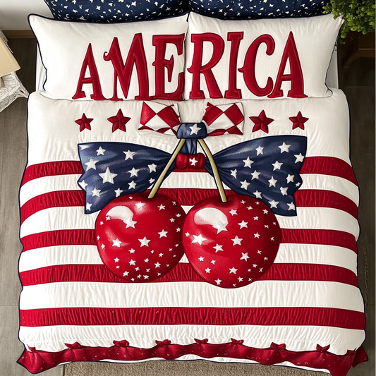 Cherry Star 3-Piece Quilted Bedding Set NCU0DK8472