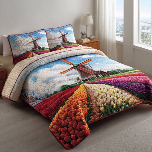 Cherry Sunrise 3-Piece Quilted Bedding Set NCU0VL3147