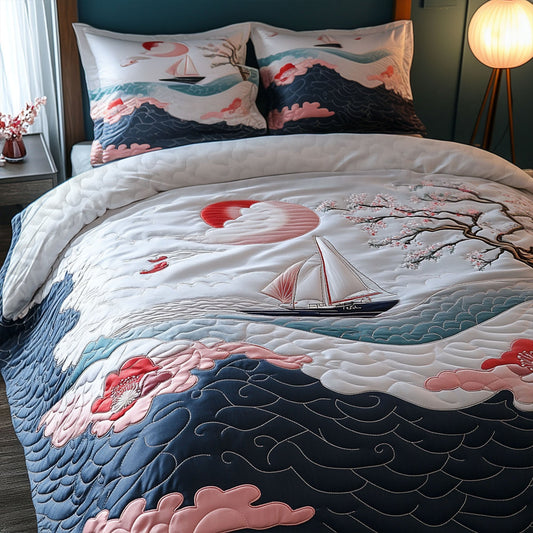 Cherry Winds 3-Piece Quilted Bedding Set NCU0PT6524