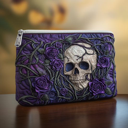 Chic Skull Quilted Zipper Pouch  NCU0NT9281