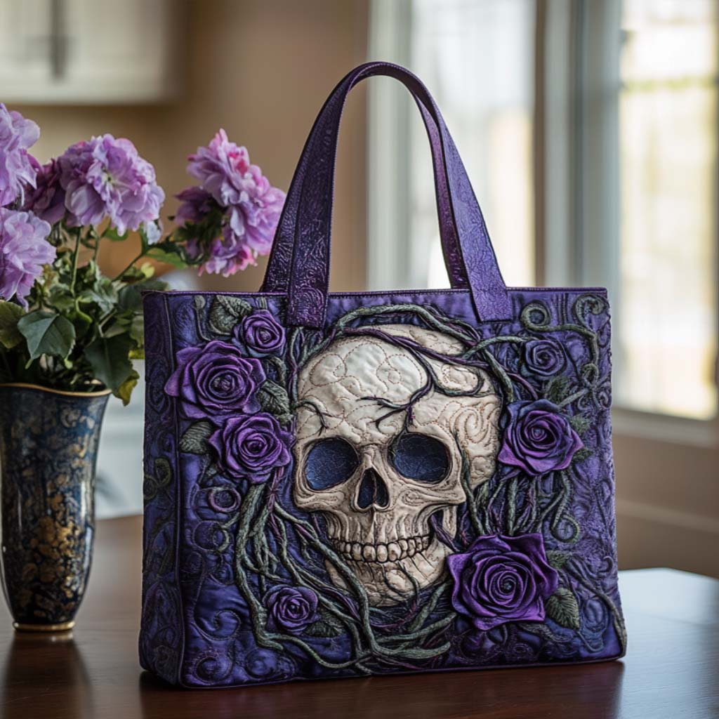 Chic Skull Quilted Tote Bag NCU0NT9281