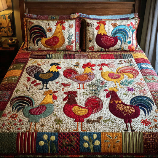 Chick Chick Charm 3-Piece Quilted Bedding Set NCU0PT7416