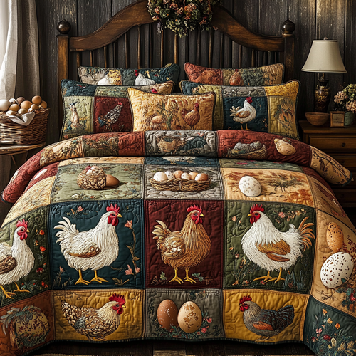 Chick Delight 3-Piece Quilted Bedding Set NCU0VH3962
