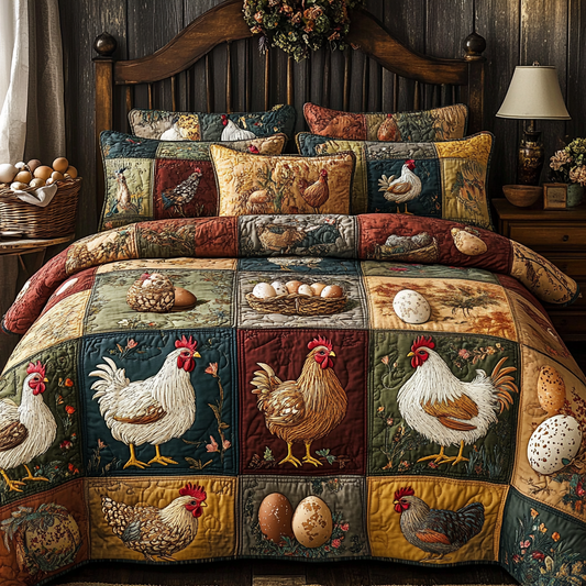 Chick Delight 3-Piece Quilted Bedding Set NCU0VH3962