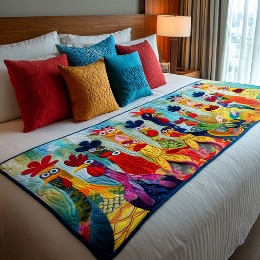 Chicken Vibrant Village Quilted Bed Runner NCU0PT8206