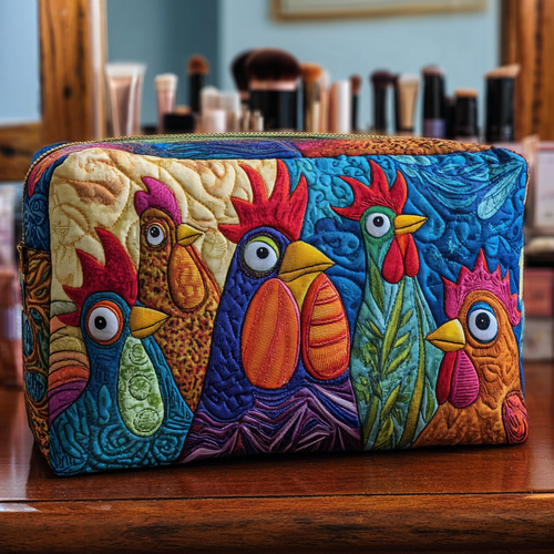 Chicken Bloom Quilted Makeup Bag NCU0DK10288
