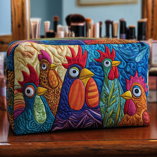 Chicken Bloom Quilted Makeup Bag NCU0DK10288