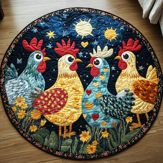 Chicken Charm Quilted Round Mat NCU0TL1408