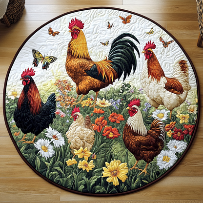 Chicken Cheer Quilted Round Mat NCU0TL1420