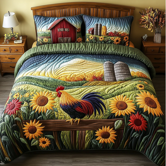 Chicken Coop 3-Piece Quilted Bedding Set NCU0DK7160