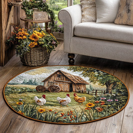 Chicken Coop Quilted Round Mat NCU0DK7571