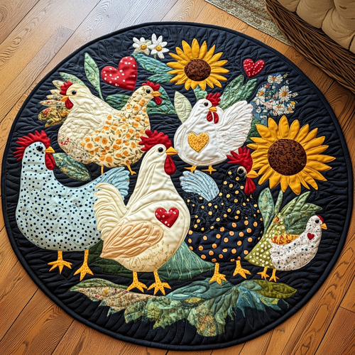 Chicken Cozy Quilted Round Mat NCU0TL1414