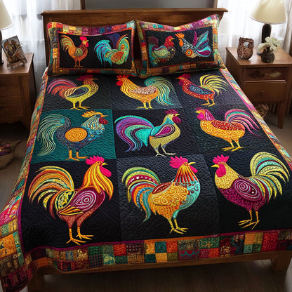 Chicken Dreams 3-Piece Quilted Bedding Set NCU0DK11594