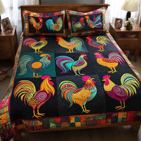 Chicken Dreams 3-Piece Quilted Bedding Set NCU0DK11594
