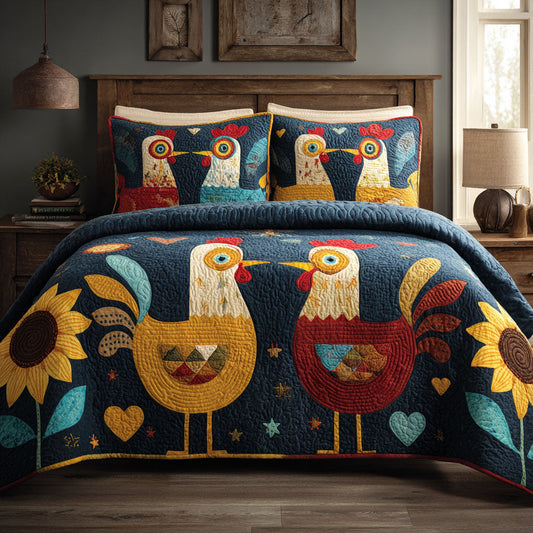 Chicken Garden 3-Piece Quilted Bedding Set NCU0DK11592