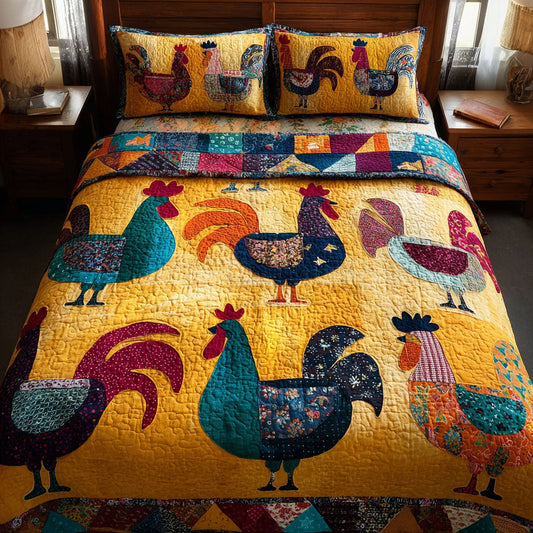 Chicken Harmony 3-Piece Quilted Bedding Set NCU0DK11588