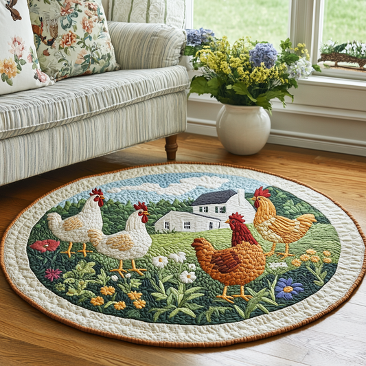 Chicken Hatch Quilted Round Mat NCU0DK7572