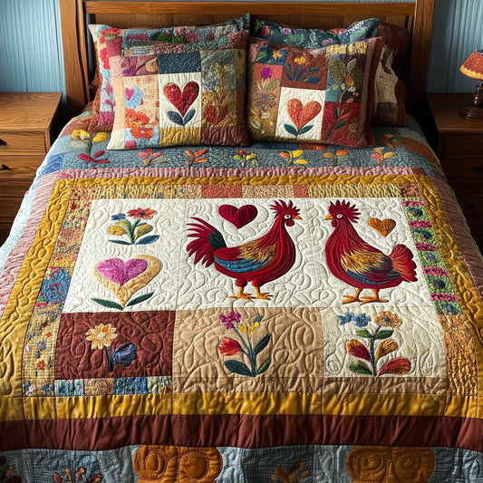 Chicken Love 3-Piece Quilted Bedding Set NCU0PT7418