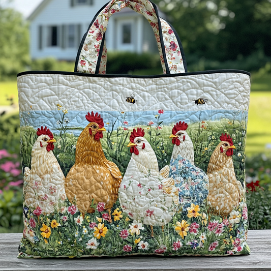 Chicken Meadow Quilted Tote Bag NCU0DK9245