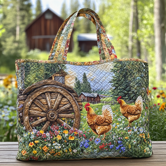 Chicken Parade Quilted Tote Bag NCU0DK9244