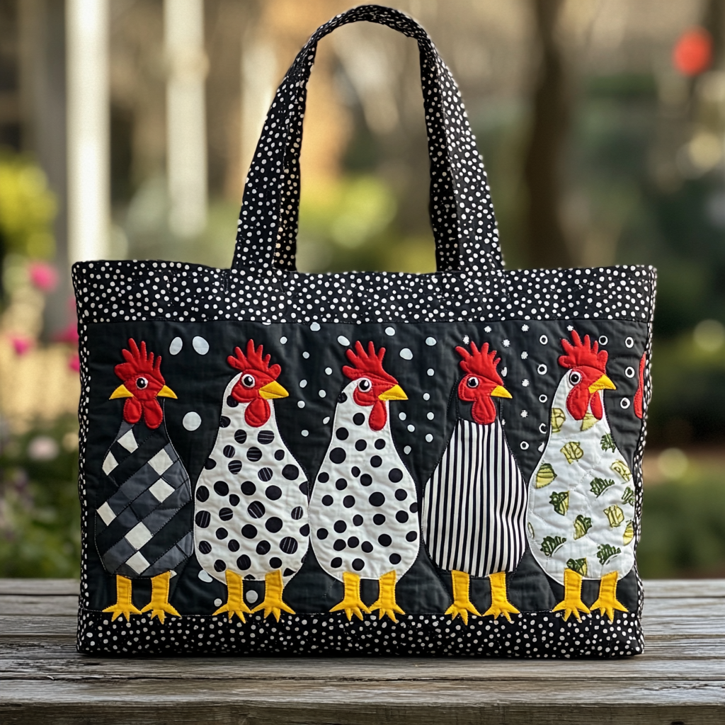 Chicken Parade Quilted Tote Bag NCU0DK9738
