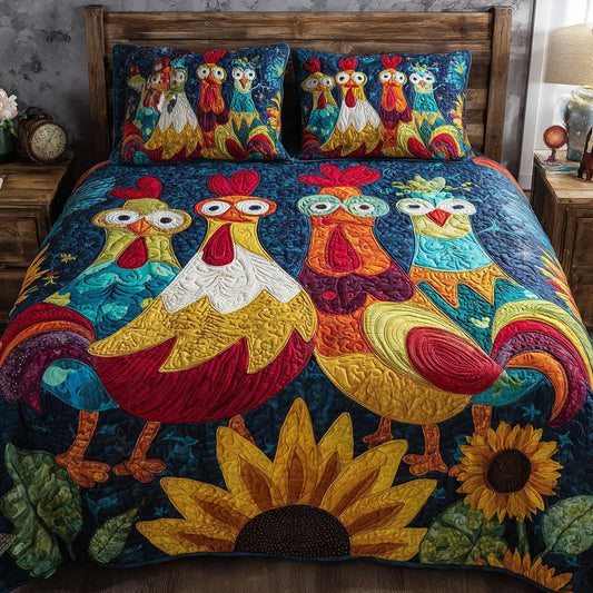 Chicken Patch 3-Piece Quilted Bedding Set NCU0DK11595