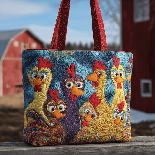 Chicken Patch Party Quilted Tote Bag NCU0TH2833