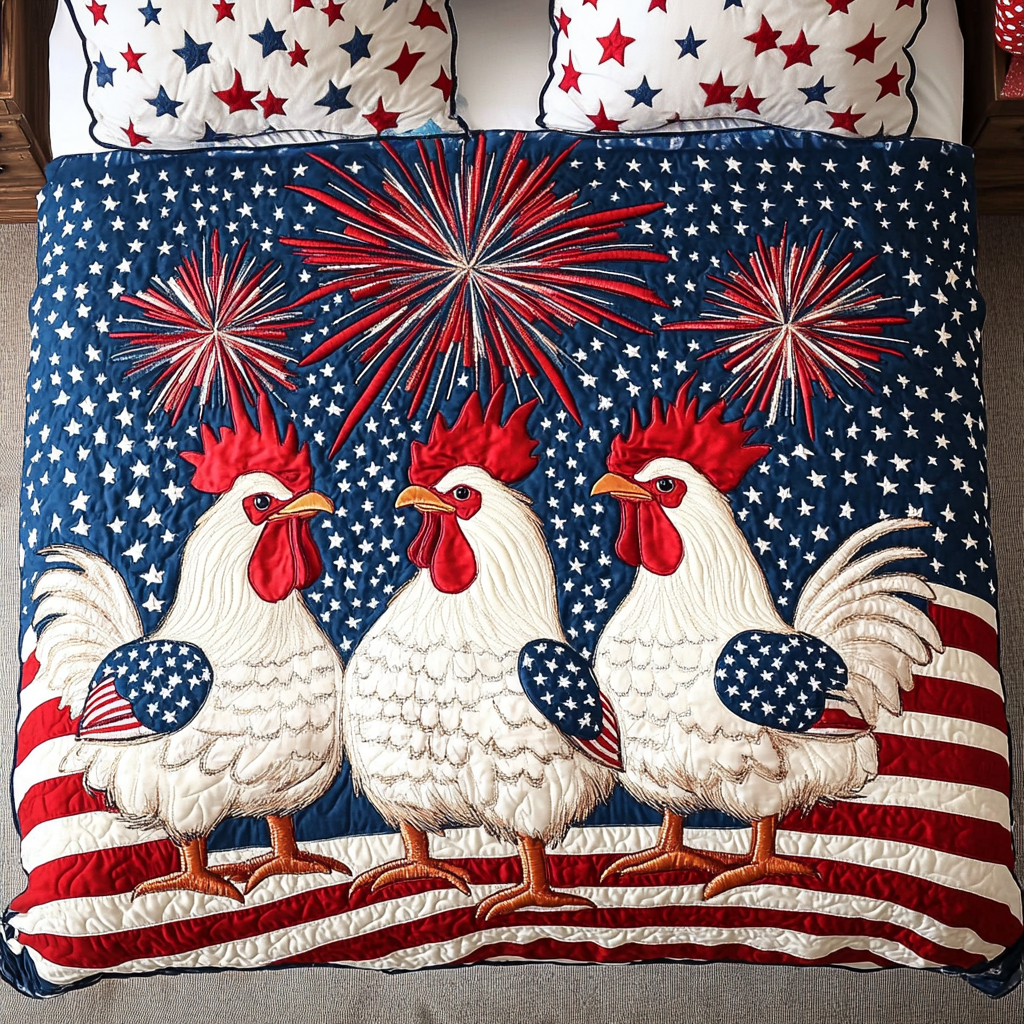 Chicken Pride 3-Piece Quilted Bedding Set NCU0DK8486