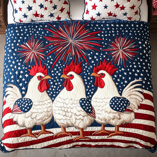 Chicken Pride 3-Piece Quilted Bedding Set NCU0DK8486