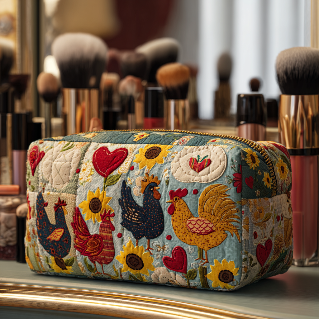Chicken Spring Quilted Makeup Bag NCU0DK10292
