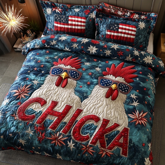 Chicken Stars 3-Piece Quilted Bedding Set NCU0DK8483