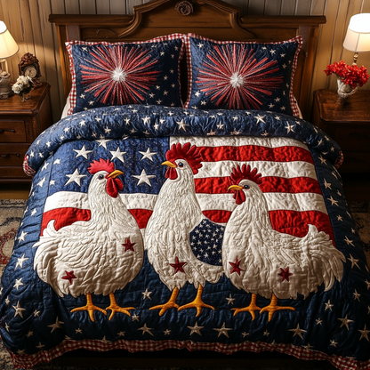 Chicken Vibe 3-Piece Quilted Bedding Set NCU0DK8485