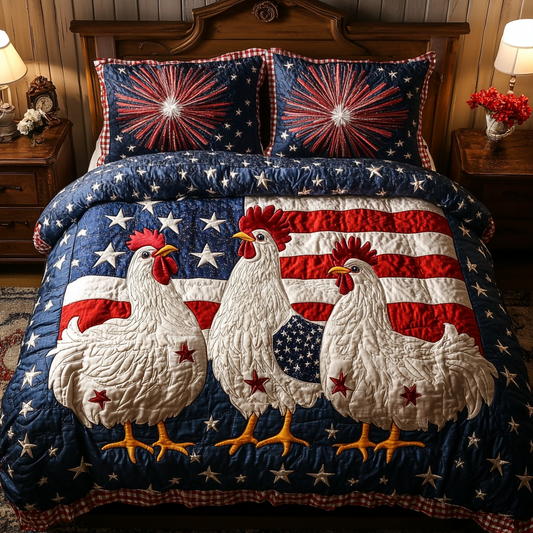 Chicken Vibe 3-Piece Quilted Bedding Set NCU0DK8485