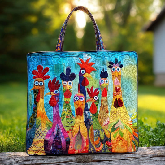 Chicken Vibrant Village Quilted Tote Bag NCU0PT7968
