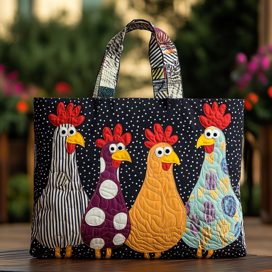 Chicken World Quilted Tote Bag NCU0DK9741