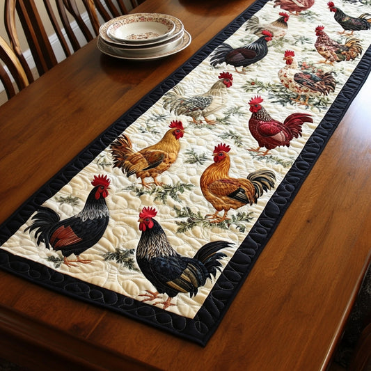 Chickens In Bloom Quilted Table Runner NCU0PT365