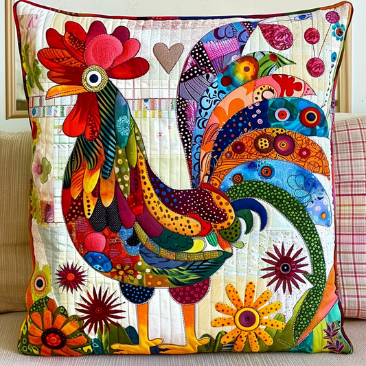 Chickens in Bloom Quilted Pillow Case NCU0PT299